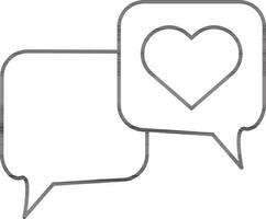 Love Chat Icon In Thin Line Art. vector