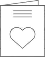 Love Card Icon In Black Outline. vector