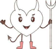 Illustration Of Heart Shape Devil Character Icon Or Symbol. vector