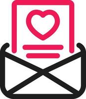 Favourite or Love Mail Line Icon in Pink and Black Color. vector
