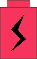 Black bolt sign in pink battery. vector