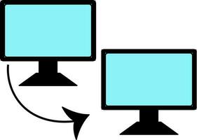 Data transfer in blue and black computer. vector