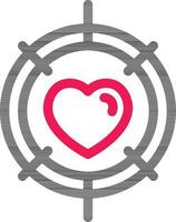 Target Heart Icon in Black and Pink Line Art. vector