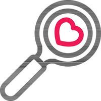 Search Heart icon in Line Art. vector