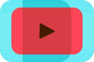 Blue and pink youtube icon in flat style. vector