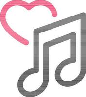 Love Music Line Icon in Black and Pink Color. vector