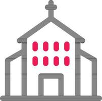 Thin Line Art Church Icon in Black and Pink Color. vector