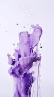 Purple Splash of Creamy and Thick Liquid on White Background. . photo