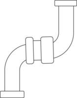 Flat style pipe in black line art illustration. vector