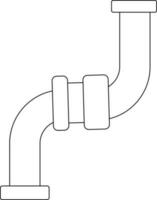 Flat style pipe in black line art illustration. vector