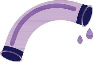 Flat style purple pipe with drops. vector