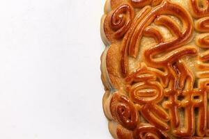 Chinese baked decorated mooncake photo