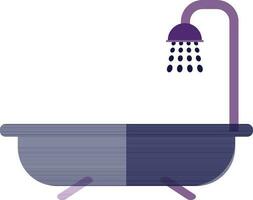 Purple shower with bathtub. vector