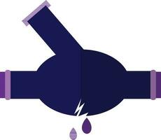 Leakage water pipe  line in purple color. vector