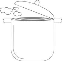 Open black line art casserole pan in flat style. vector