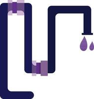 Purple joint pipe in flat style. vector