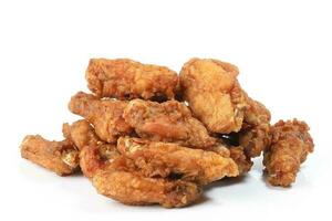 Deep Fried Chicken Wings Drumstick Nuggets Popcorns on white background photo