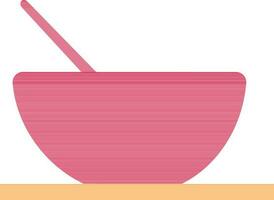 Red spoon in bowl. vector