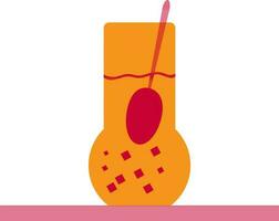 Red ice cubes in orange glass with spoon. vector