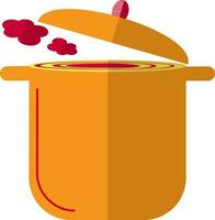 Open orange casserole pan in flat style. vector