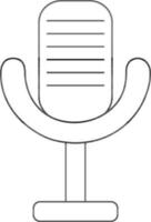 Black line art illustration of a microphone. vector