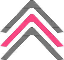Pink and black navigate up arrows pointing sign. vector