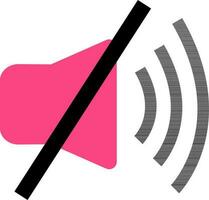 Pink audio speaker on black mute. vector