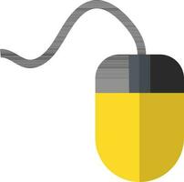 Yellow and black mouse with wire on white background. vector