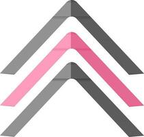 Pink and gray navigate up arrows pointing sign. vector