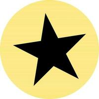 Black star on yellow circle. vector