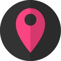 Pink map pin point on black circle. vector