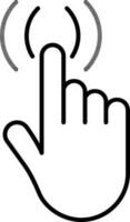 Black Outline Finger Touch Icon on White Background. vector