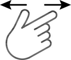 Hand Move with Left and Right Arrow Icon in Black Outline. vector