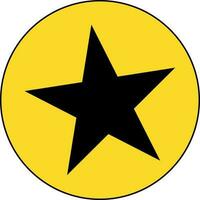 Black star on yellow circle. vector