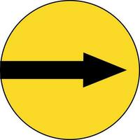 Black right arrow sign in yellow circle. vector