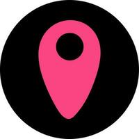 Pink map pin point on black circle in flat style. vector