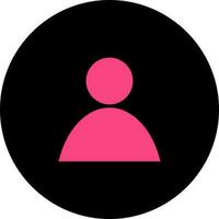 Character of pink faceless user in black circle. vector