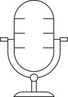 Microphone Icon In Black Line Art. vector