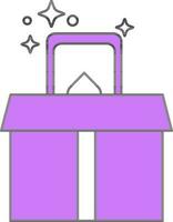 Isolated Magic Box Icon In Purple And White Color. vector