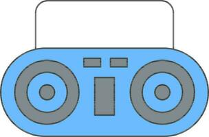 Tape Recorder Icon In Blue And Gray Color. vector