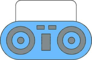 Tape Recorder Icon In Blue And Gray Color. vector