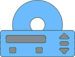 DVD jugador icono en azul y gris color. vector