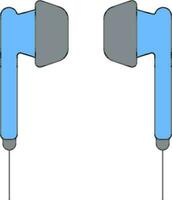 Earphone Icon In Blue And Gray Color. vector