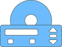 DVD jugador icono en azul y blanco color. vector