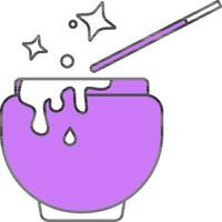 Cauldron Icon In Purple And White Color. vector