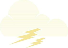 Illustration of cloud and thunder in yellow color. vector