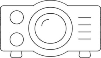 Video Projector Icon In Black Line Art. vector