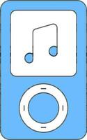 iPod icono en azul y blanco color. vector