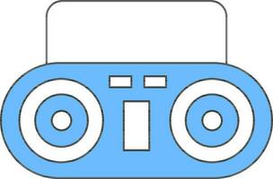 Tape Recorder Icon In Blue And White Color. vector