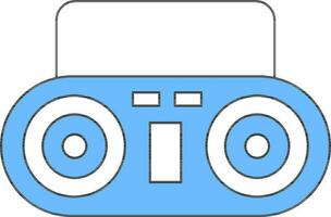 Tape Recorder Icon In Blue And White Color. vector